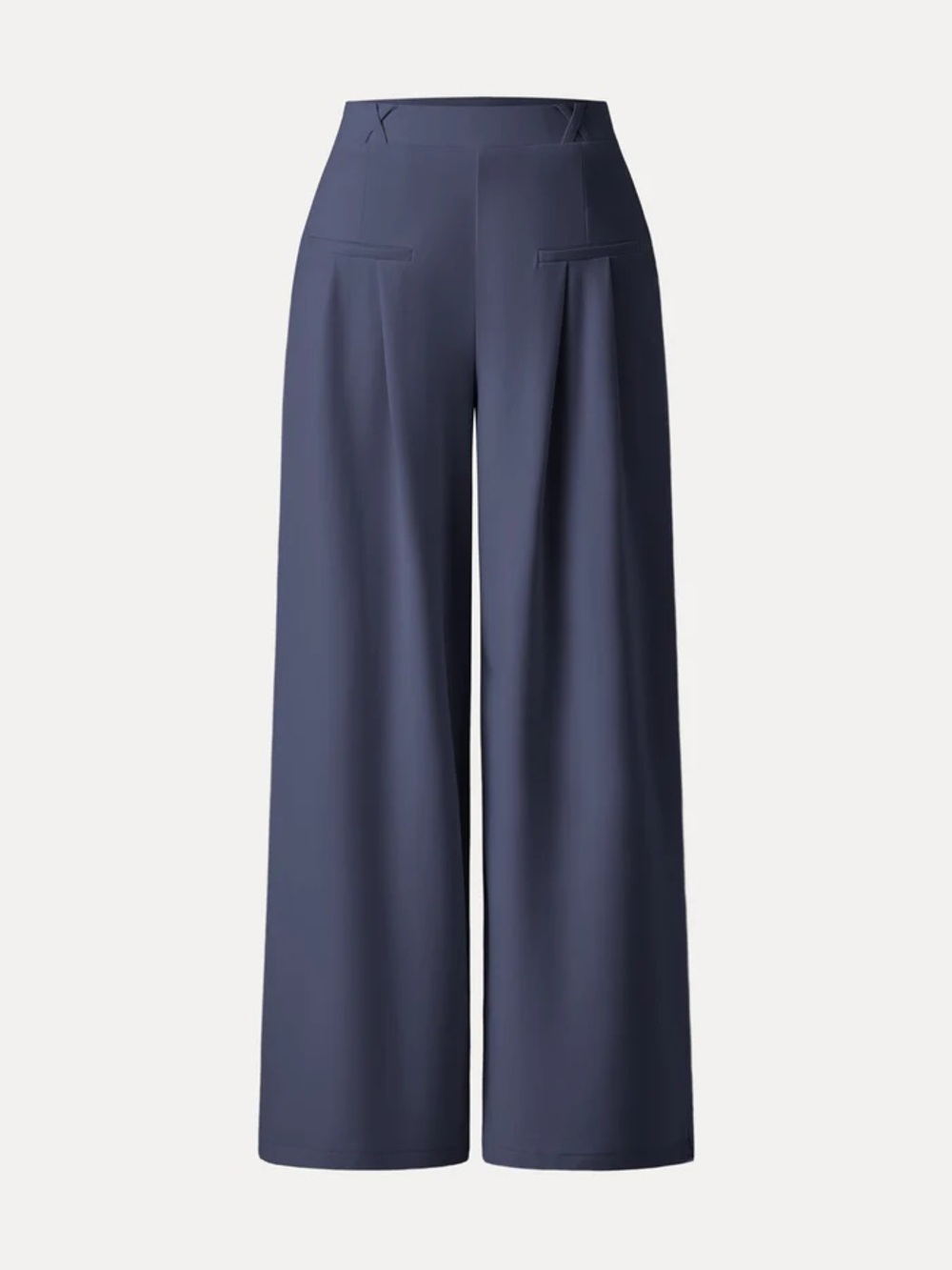 NWT OGL Drapey Bamboo Ponte Mid Rise Wide Leg Trouser in Navy - medium petite - Picture 1 of 7